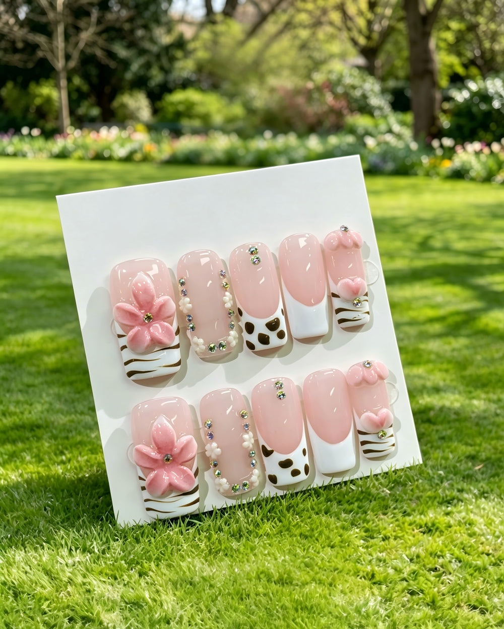 3D Floral Handmade Press On Nails