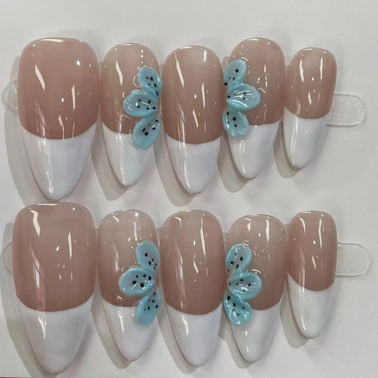 Dark Green 3D Bunny Long Fake Nails