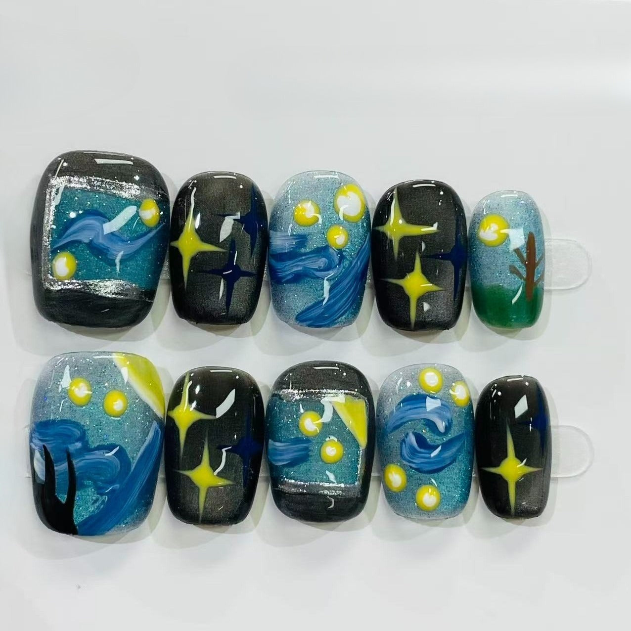 Starry Night Handmade Press On Nails