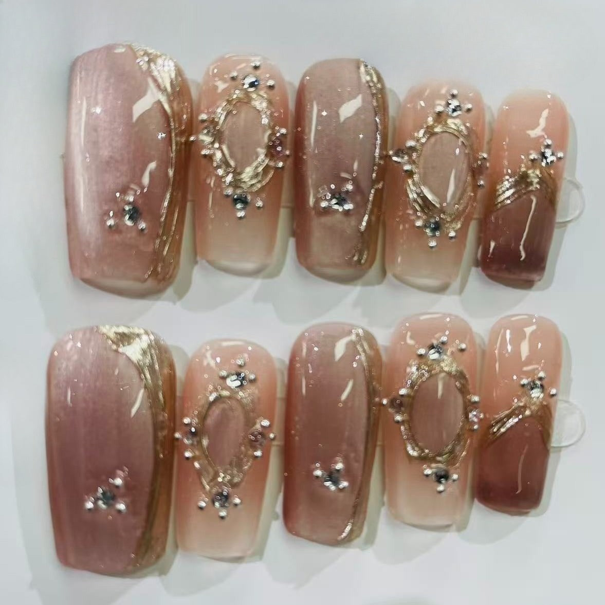 Gradient Ombre Rhinestone Press On Nails