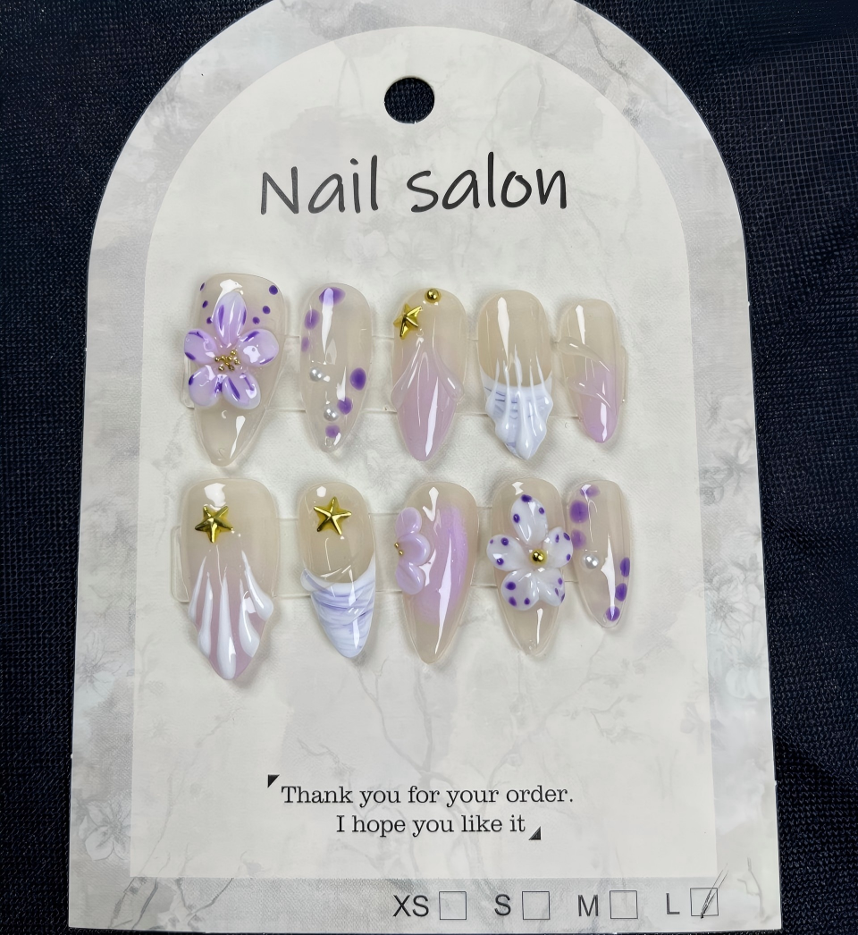 3D Floral Handmade Press On Nails