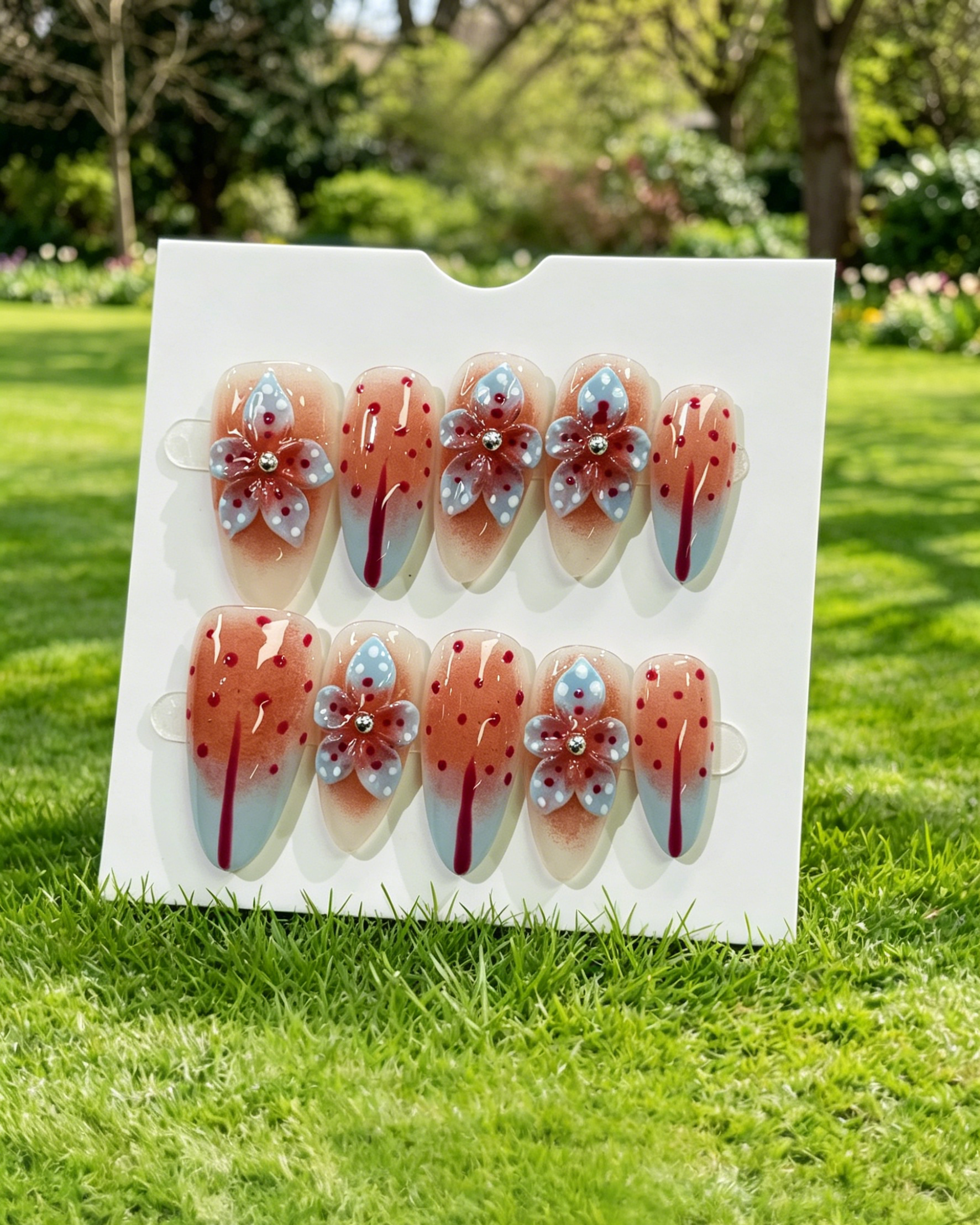 Ocean Press on Nails Starfish 3D Fake Nails