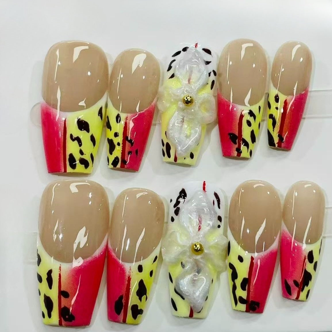 Brown Silver Gradient Almond Press On Nails