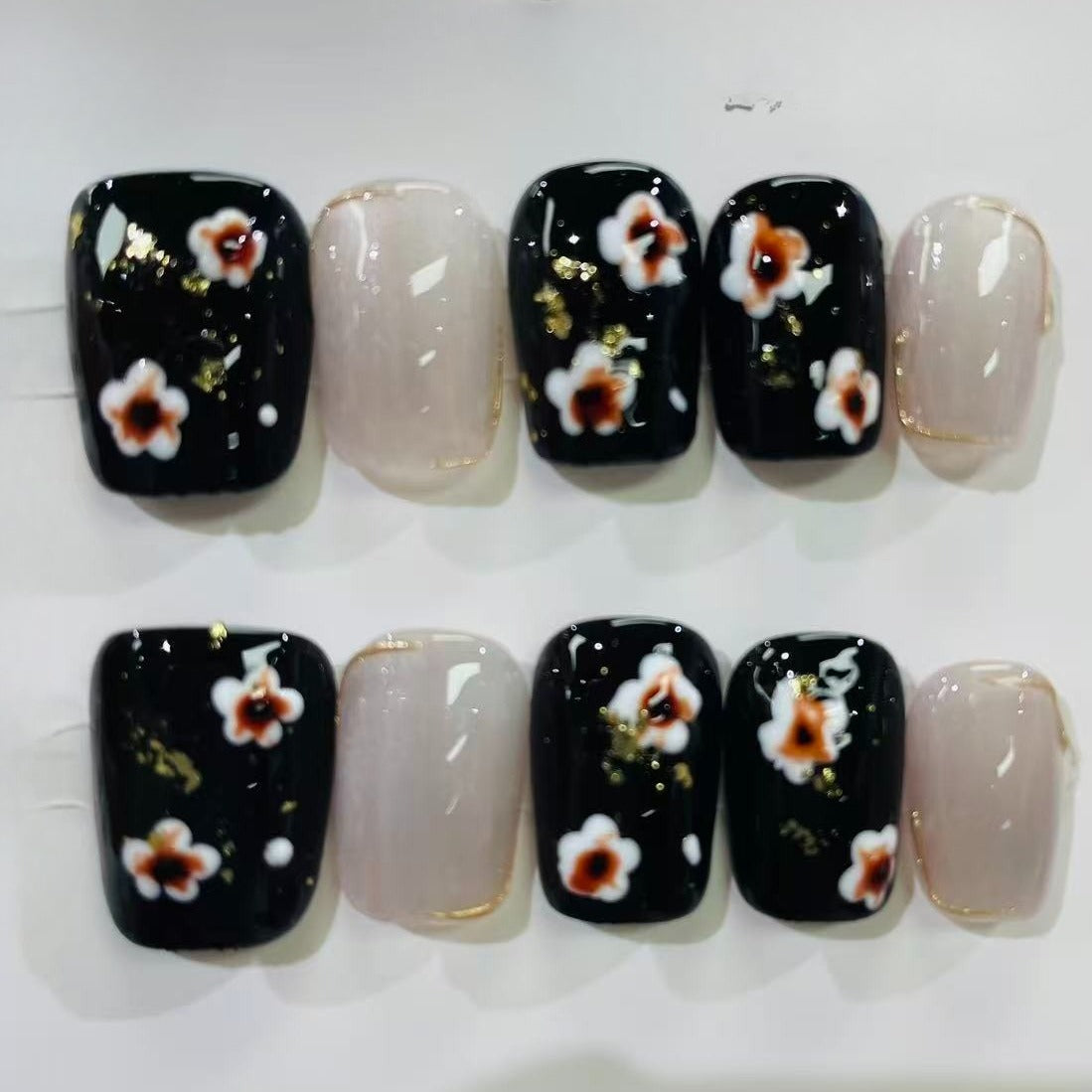 Mint Green Blue Gem Almond Handmade Press On Nails