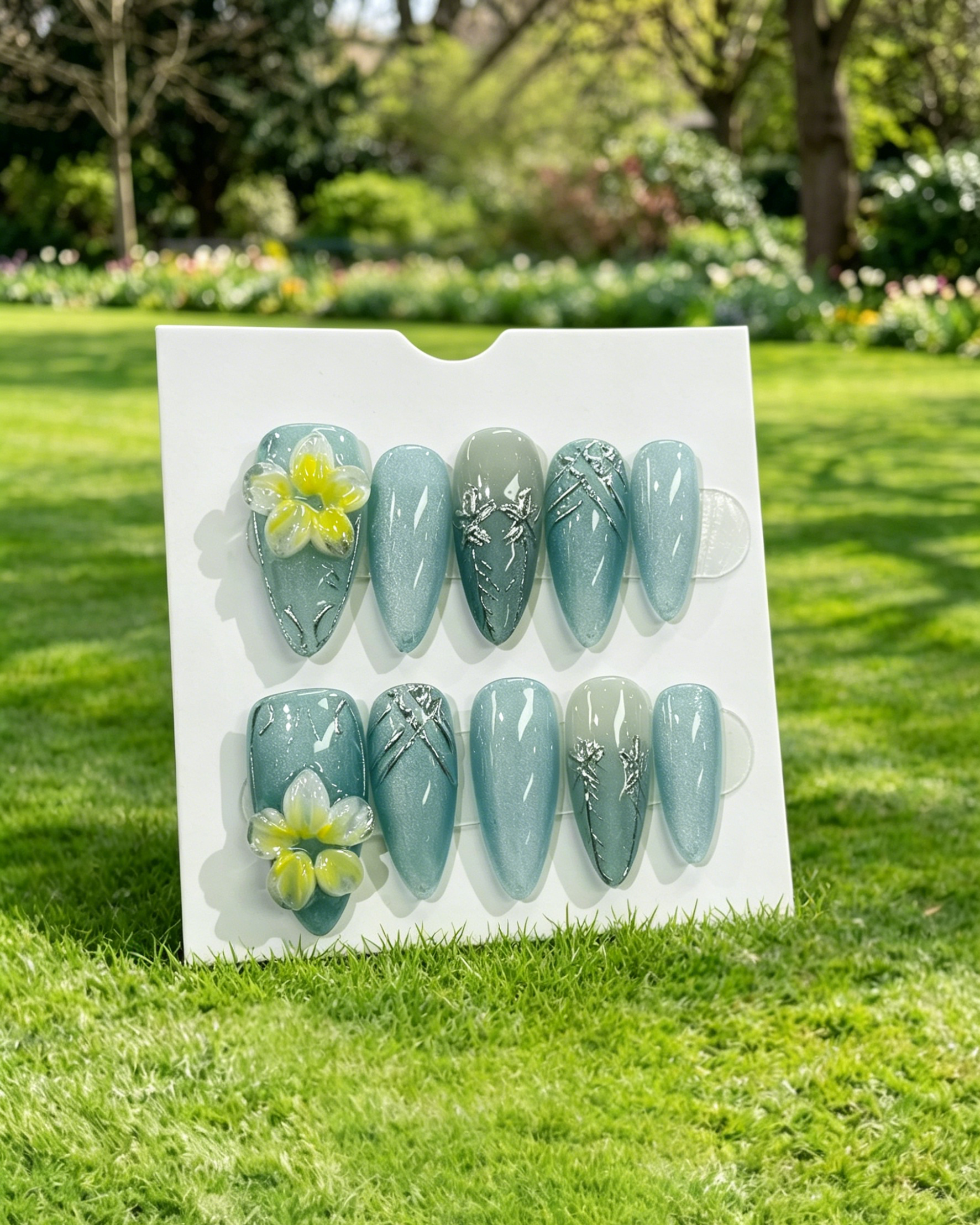 Pink 3D Flower Reusable Press On Nails