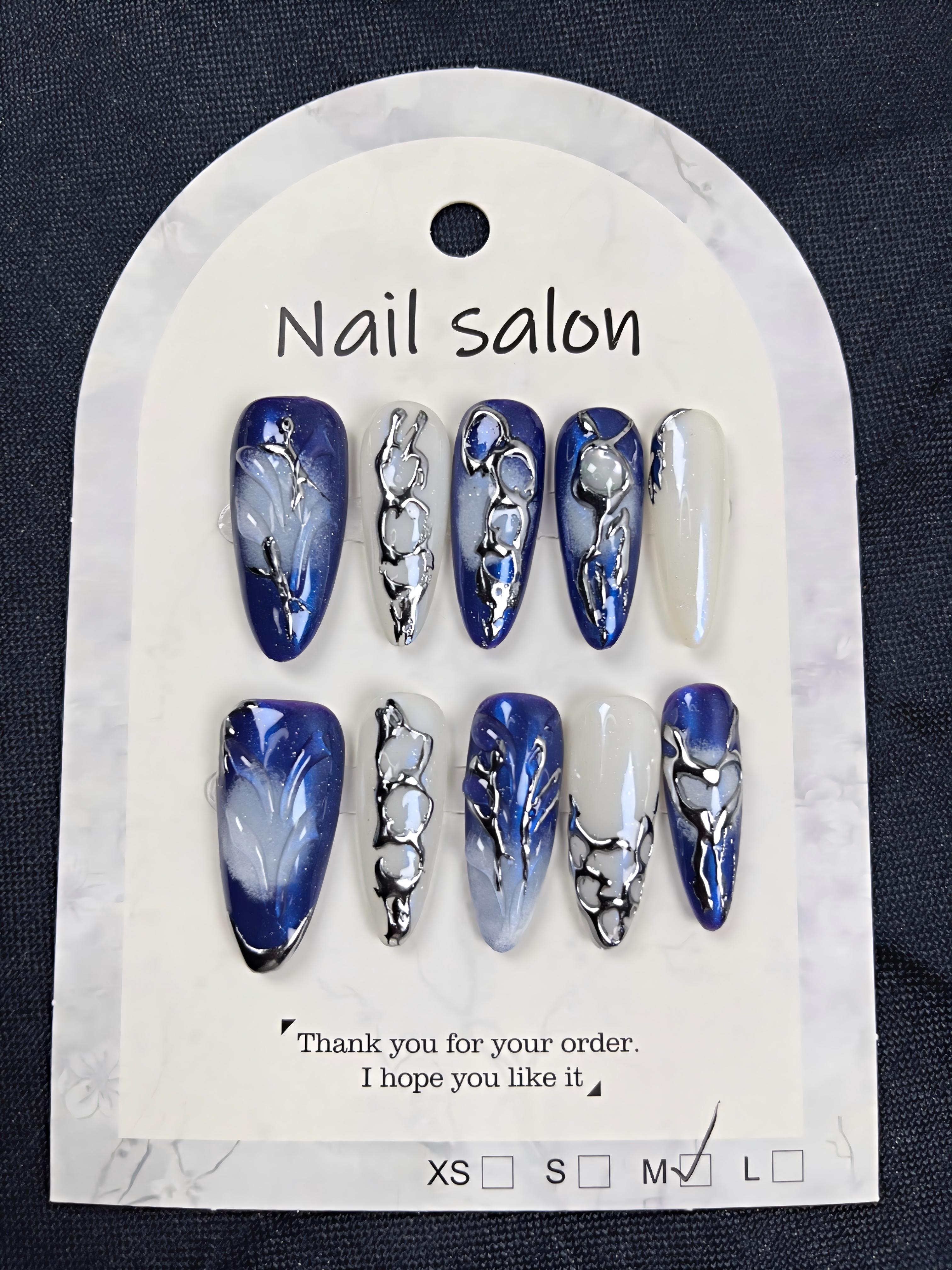 Custom 3D Brown Flower Almond Press On Nails