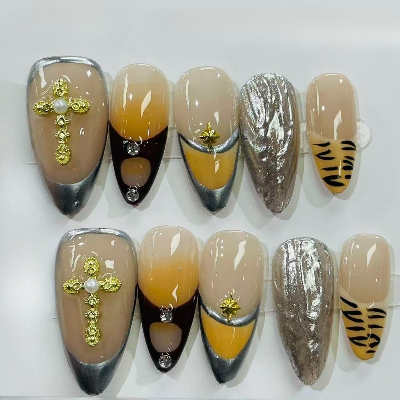 Glitter Black Leopard Press On Nails